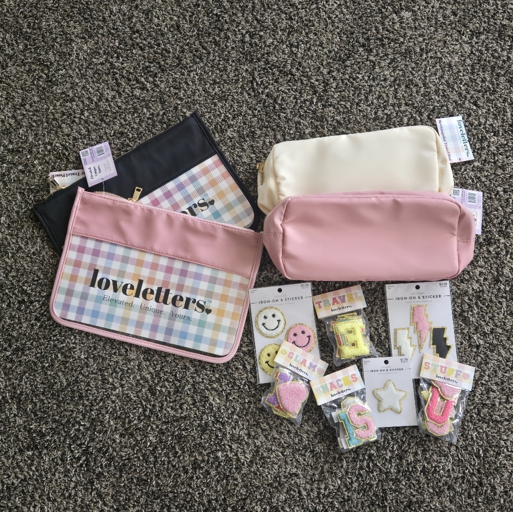 Pouch Set - Pink, Cream, Black